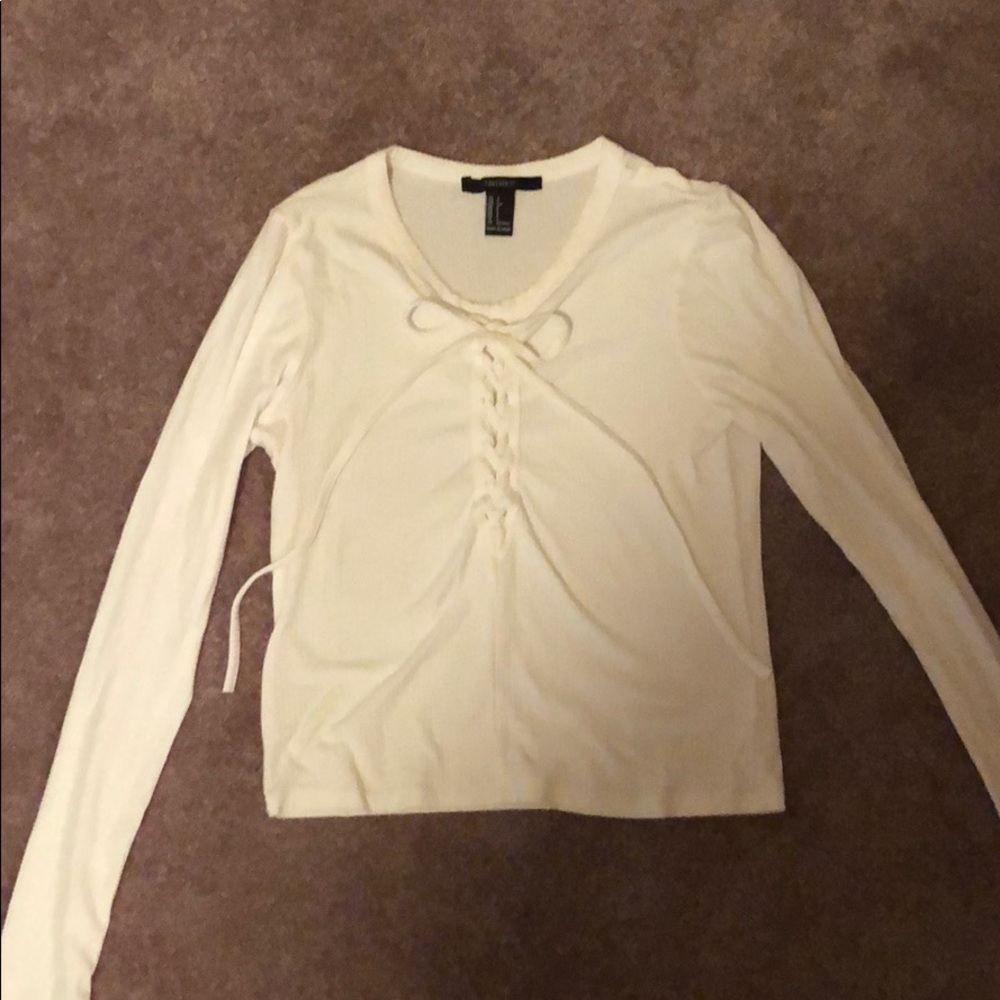 🌫 Forever 21 White Lace-Up Top 🌫